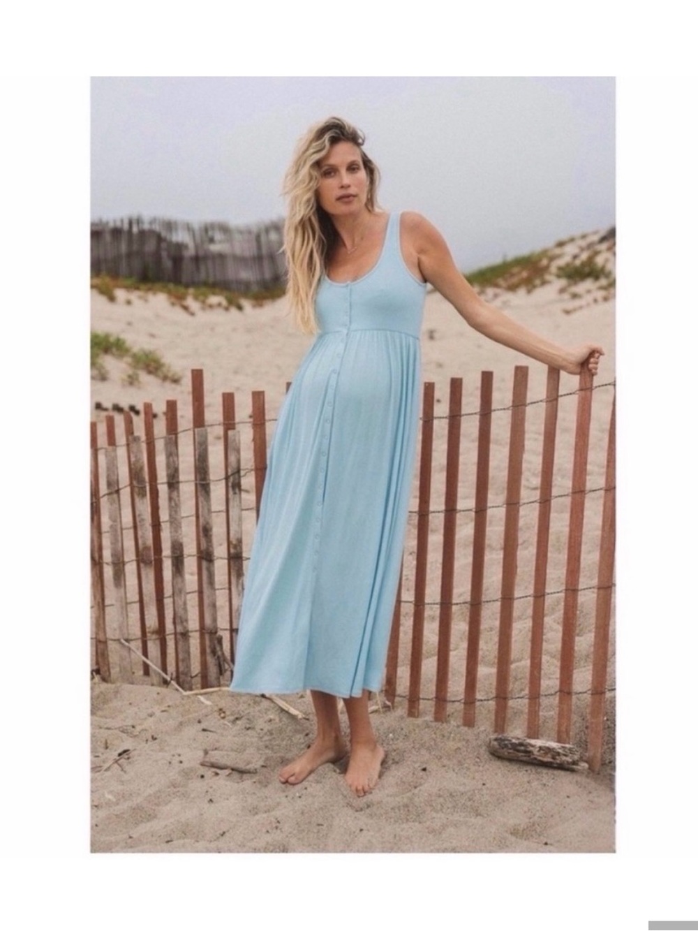 Hatch The Softest Rib Nursing Tank Midi Dress in Blue